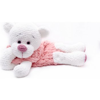 Babu Design pyžámkožrout medvídek starorůžový s bílou 60 cm