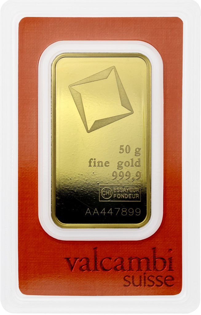 Valcambi zlatý slitek 50 g