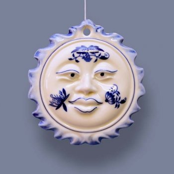 Cibulák Vánoční ozdoba sluníčko oboustranné 10 cm originální cibulákový porcelán Dubí cibulový vzor 10622