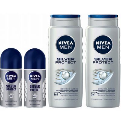 NIVEA MEN SILVER PROTECT Pánský antiperspirant 50ml + Gel 500ml – Zbozi.Blesk.cz