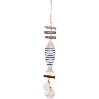 Závěs dřevo 45x130mm ryba, přírodní, bílá, modrá – Sleviste.cz