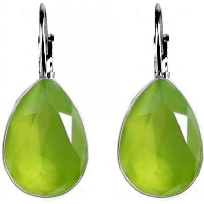 Swarovski Elements Pear stříbrné visací zelené slzičky kapky 51056.3 Lime zelená světlá limetková zelenkavá