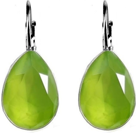 Swarovski Elements Pear stříbrné visací zelené slzičky kapky 51056.3 Lime zelená světlá limetková zelenkavá