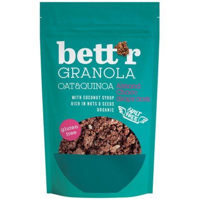 BIO BETT´R Granola s mandlemi a čokoládovými pecičkami bezlepková 300 g – Zboží Dáma
