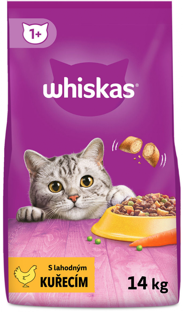 Whiskas s kuřecím pro dospělé kočky 2 x 14 kg