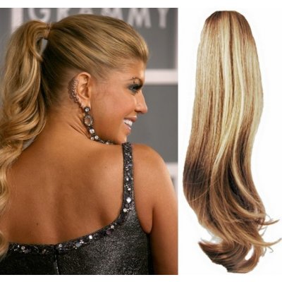 Clip in příčesek culík/cop 100% lidské vlasy 60cm vlnitý přírodní/světlejší blond – Zboží Mobilmania