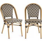 Blumfeldt Montbazin BL, židle, možnost ukládat židle na sebe, hliníkový rám, polyratan, černo-krémová (GDMB10-Montbazin-BL) – Sleviste.cz