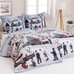 Matějovský povlečení Josef Lada ZIMNÍ ZÁBAVY bílé hladká digitál 140x200 70x90 – Zboží Dáma