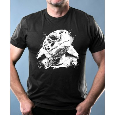 Želva optimista, bílý potisk pánské tričko černá – Zbozi.Blesk.cz