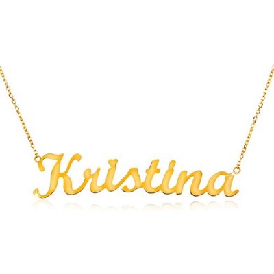 Šperky eshop ze žlutého 14K zlata tenký řetízek lesklý přívěsek jméno Kristina S3GG198.11