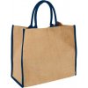 Nákupní taška a košík Jutová nákupní taška barevné uši přírodní a modrá