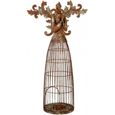Rezavo-zelený dekorační svícen anděl Aniel Brocante 29*17*58 cm Clayre & Eef – Hledejceny.cz
