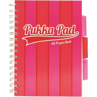 Pukka Pad projektový blok Pukka Stripe A5, linky 8 mm, růžový 200 listů – Zbozi.Blesk.cz