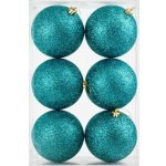DECOLED Sada vánočních ozdob paví zelená 10 cm plastová koule glitter, balení 6 ks – Hledejceny.cz