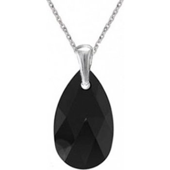 Swarovski Elements Pear stříbrný (přívěsek + řetízek) černá slzička, kapka 54031.3 Jet černá