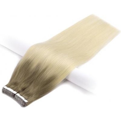 Vlasové PU pásky tape in na prodlužování vlasů 40cm ombré 14/60 tmavá blond / platina – Zboží Mobilmania