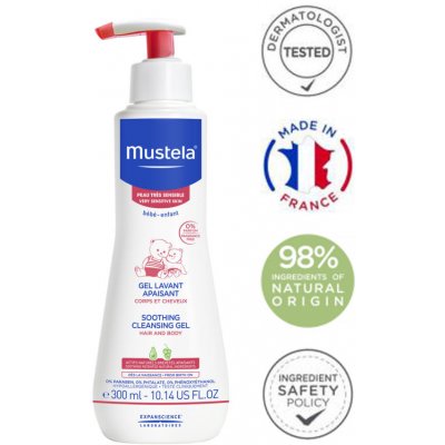 Mustela Bébé Soothing Cleansing Gel zklidňující mycí gel na tělo a vlasy pro děti od narození 300 ml – Zboží Mobilmania