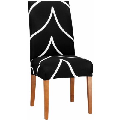 Potah na židli elastický, černo-bílý, abstrakt SPRINGOS SPANDEX – Zboží Mobilmania