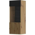 Homlando Skleněná závěsná vitrína AURIS 1D dub řemeslný / černý mat – Sleviste.cz