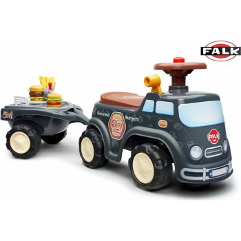 Falk Food Truck Rider s přívěsem hamburgery a otvíratelným sedadlem