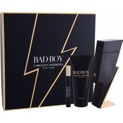 Carolina Herrera Bad Boy EDT 100 ml + sprchový gel 100 ml + EDT 10 ml dárková sada – Zboží Mobilmania