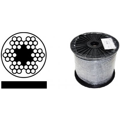 Lano ocelové 6x7M-FC, PVC černé, 3/4mm, Zn, cívka 100m – Hledejceny.cz