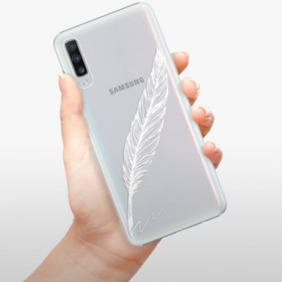 Pouzdro iSaprio - Writing By Feather Samsung Galaxy A70 bílé – Zboží Mobilmania