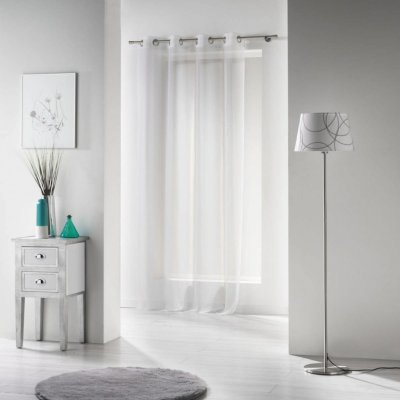 Douceur d'intérieur Záclona s kovovými kroužky VOLINE, 135 x 240 cm, bílá bílá – Zboží Mobilmania