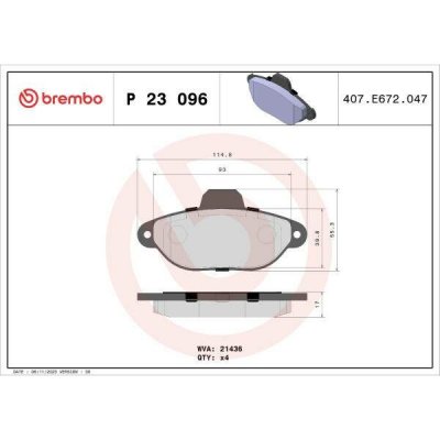 Sada brzdových destiček, kotoučová brzda BREMBO P 23 096 – Zboží Mobilmania