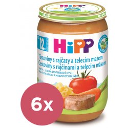 HIPP BIO Těstoviny s rajčaty a telecím masem 6 x 220 g