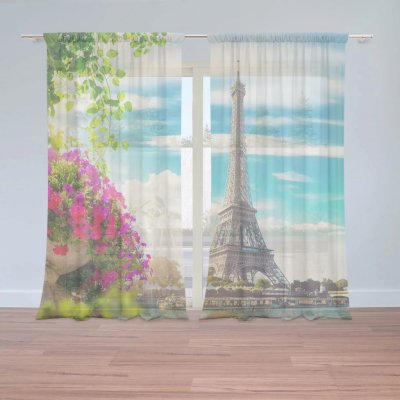 Záclony Paříž Eifellova věž Mraky: 2 ks - 150x250 cm - Sablio – Hledejceny.cz