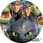 Jedlý tisk BEZZUBKA - JAK VYCVIČIT DRAKA ● materiál: JEDLÝ PAPÍR Ⓜ️, ● velikost: průměr 12 cm ☝ – Zbozi.Blesk.cz