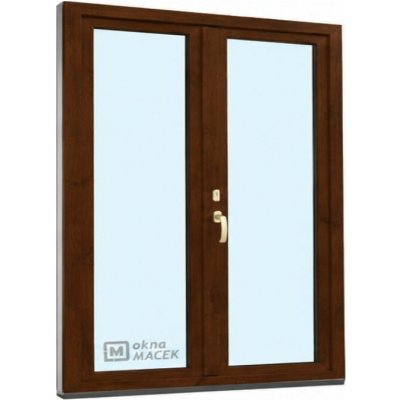 Kömmerling balkonové dveře 70 AD O+OS klapačka levé tmavý dub/bílá 150 x 210 cm oboustranná klika + FAB + hliníkový práh – Hledejceny.cz