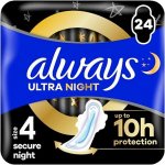 Always Ultra Secure Night Hygienické vložky s křidélky 24 ks – Hledejceny.cz