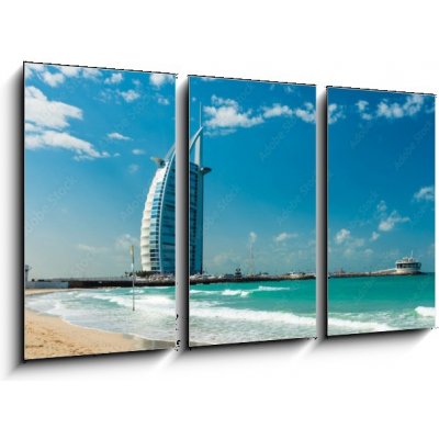 Obraz 3D třídílný - 90 x 50 cm - Burj Al Arab Hotel in Dubai, United Arab Emirates Hotel Burj Al Arab v Dubaji, Spojené arabské emiráty – Hledejceny.cz