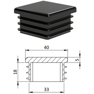 Kovoinox Krytka plastová 40 x 40 mm, černá – Sleviste.cz
