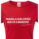 Bezvatriko.cz Dámské tričko s citátem Václava Havla – retro trička Červená