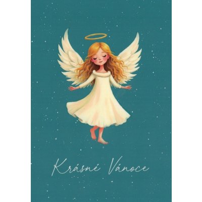 Pohlednice Krásné Vánoce - andílek – Zboží Dáma