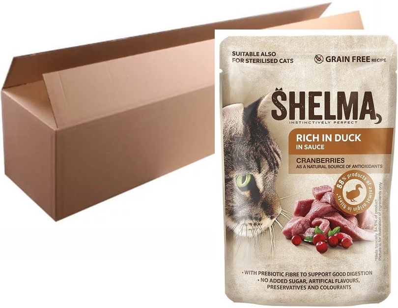 Shelma Cat kachní s brusinkami v omáčce 28 x 85 g