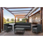 Keter ratanová souprava ORLANDO 3 SOFA grafit+šedé podušky – Hledejceny.cz