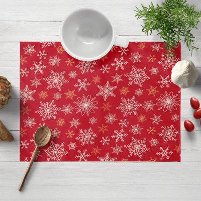 Biante bavlna prostírání Sandra SA-702 Vánoční vločky na červeném 35x45 cm – Zboží Dáma