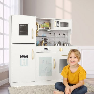 INKA Dětská dřevěná kuchyňka s lednicí a mikrovlnkou 80 cm – Zboží Dáma