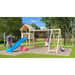 KARIBU domek LOTTI 89349 + modrá skluzavka + houpačka + žebřík – Zboží Dáma