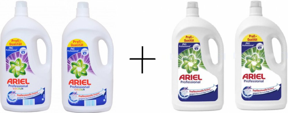 Ariel Professional gel na bílé prádlo 148 PD + Ariel Professional Color  prací gel 140 PD | Srovnanicen.cz