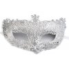 Dětský karnevalový kostým Stoklasa maska škraboška s glitry 1 stříbrná