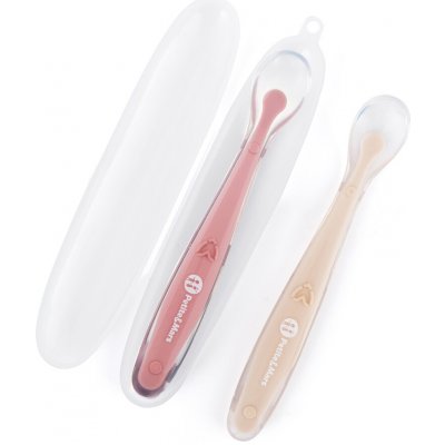 Petite&Mars Sada Silikonové lžičky s pouzdrem Take&Match Sand Rose 2 ks – Hledejceny.cz