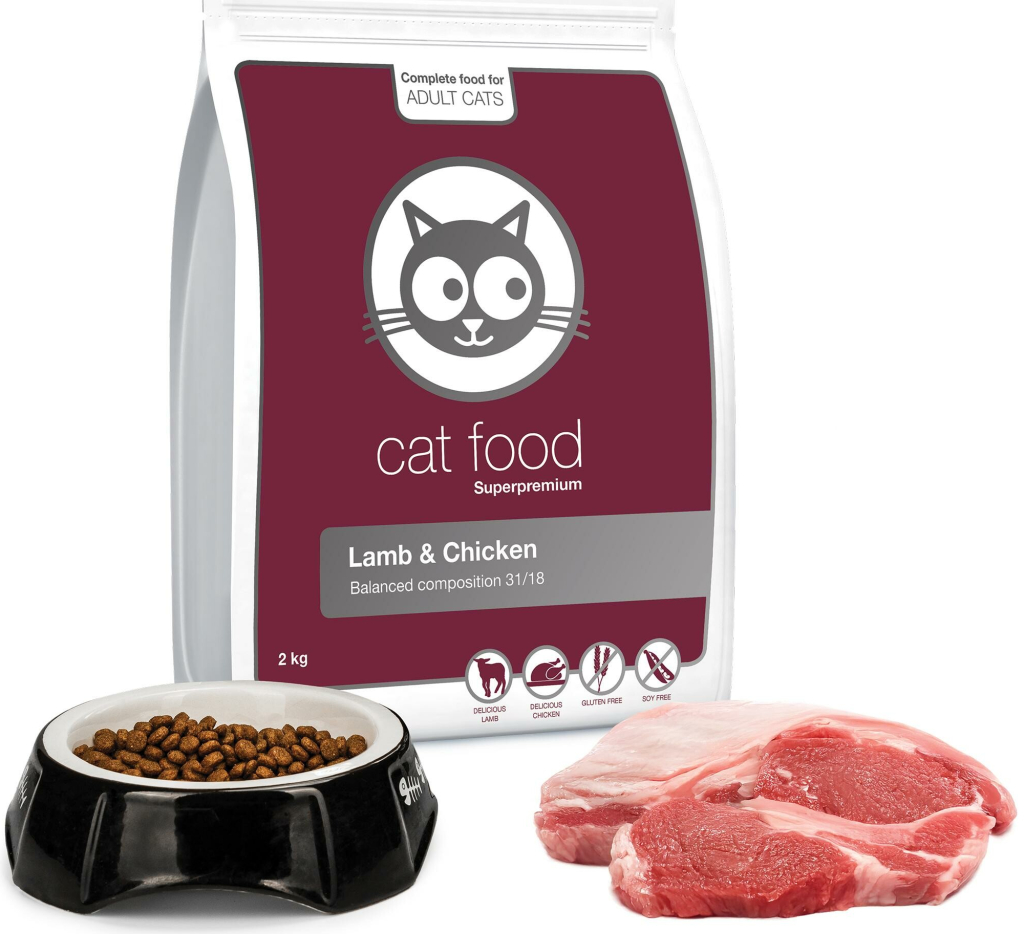 PetGourmet Superprémiové krmivo pro dospělé kočky jehněčí a kuřecí 2 kg