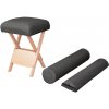 Masážní stůl a židle Meedo Skládací masážní stolička 12 cm silný sedák 2 podhlavníky černá