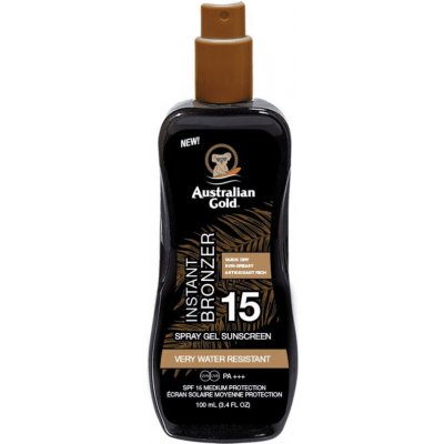 Australian Gold Instant Bronzer ochranný sprej na opalování s bronzerem SPF15 100 ml – Zboží Mobilmania