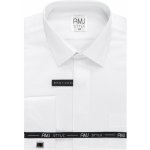AMJ společenská košile dlouhý rukáv slim fit s jemným vzorem a dvojitou manžetou VDAMK bílá